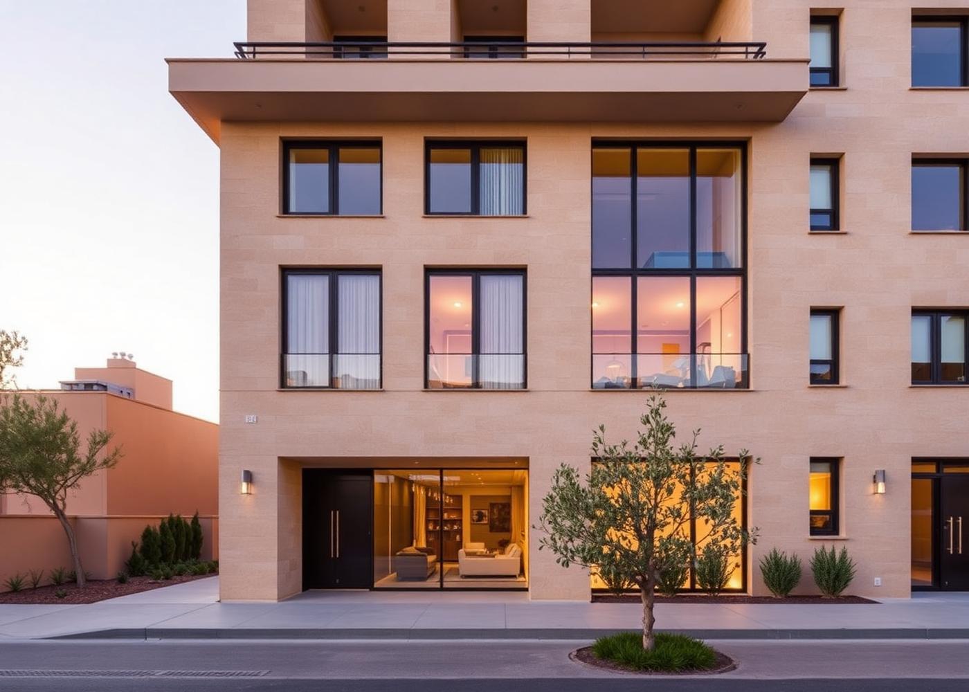 Modern apartment building exterior